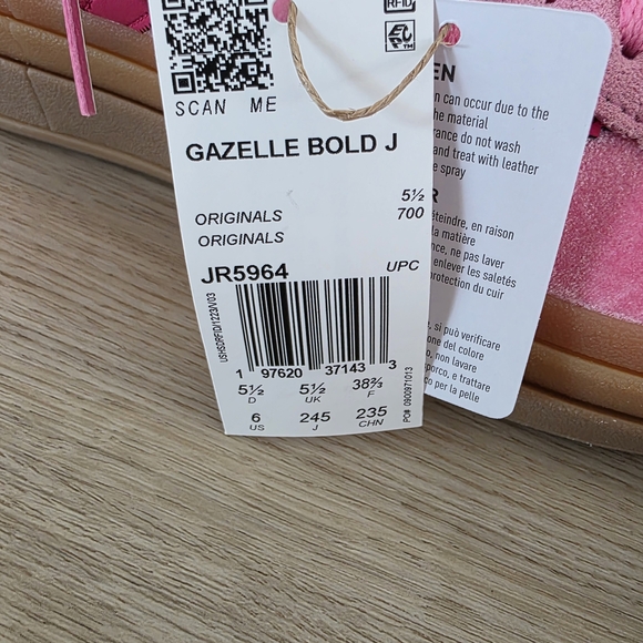 NWT Adidas Gazelle Bold J Women's Pink Sneakers 6 But Fits Like 6.5-7 - Picture 10 of 10